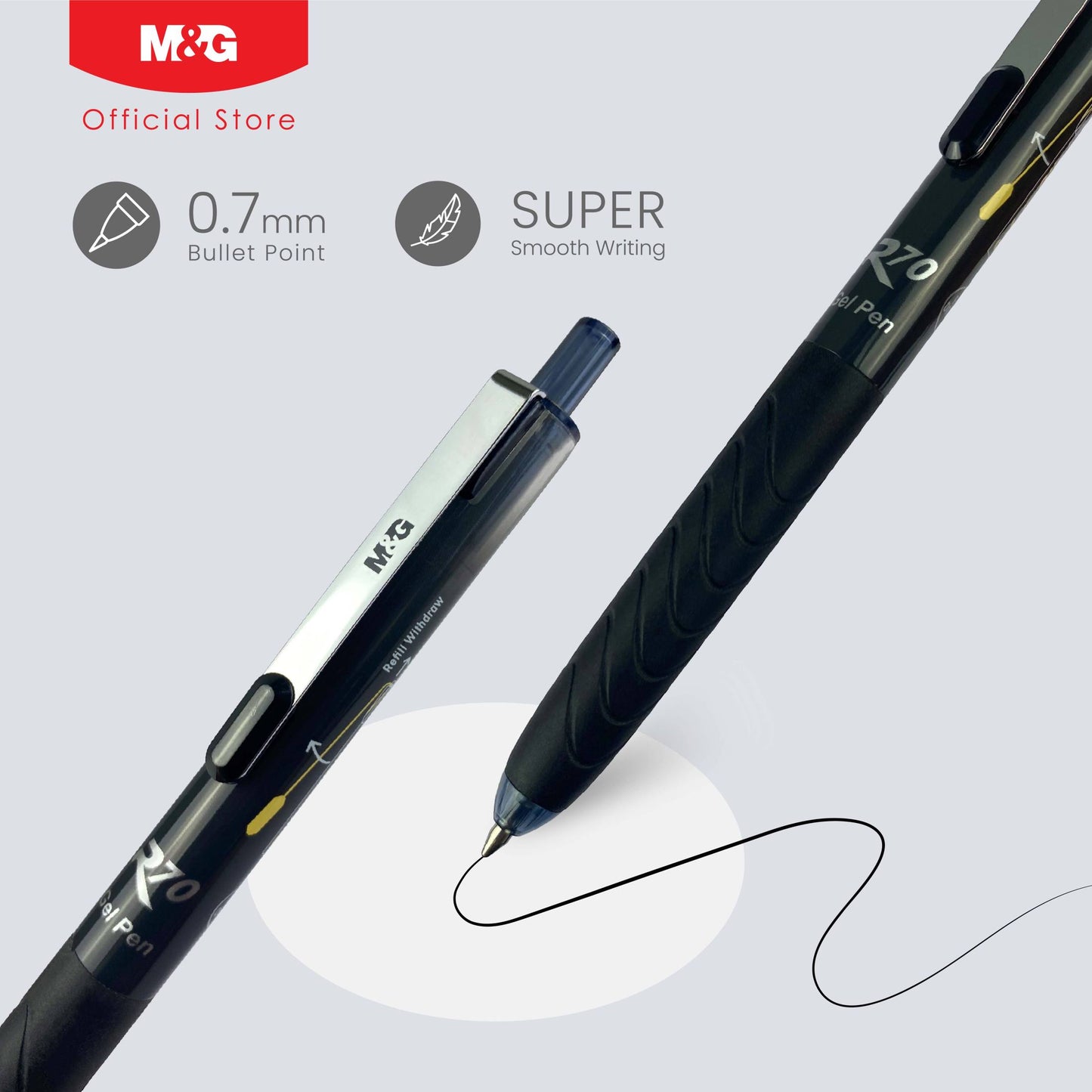 M&G Chenguang R70 Ballpoint Pulpen Pena Fast dry Safety Pen clip Gel Pen 0.7mm Blue , Black - 1pcs - AGPJ2771