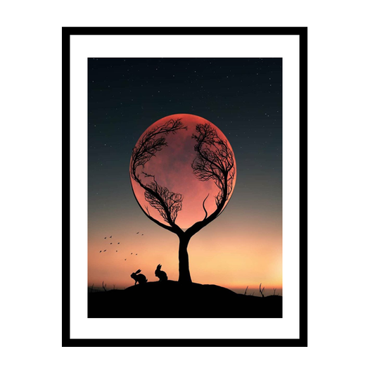 Rabbit Watching Sunset Frame