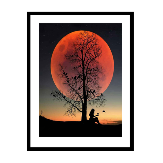 Woman Watching Sunset Frame
