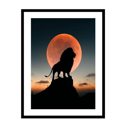 إطار أسد يشاهد غروب الشمس 