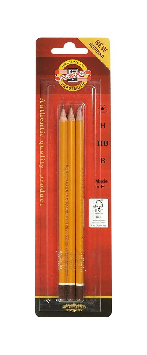 KOH-I-NOOR Pack of 3 Triangular Graphite Pencil - No:1580003001BL