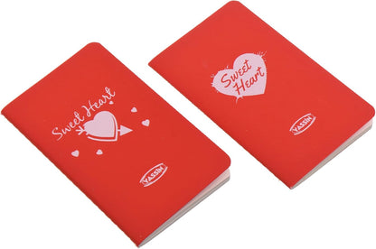 Yassin Set Of 2 Pieces Of Stitched Small Notebook With Sweet Heart Design, 14 * 8.3