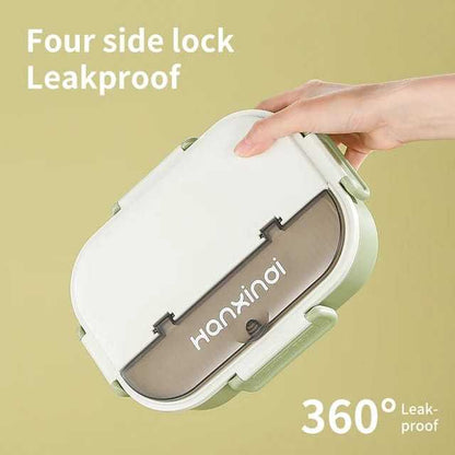 Hanxindai 304 Stainless Steel Lunch Box with 2 Compartments 1000ML – Leakproof Food Container for School, Office & Travel