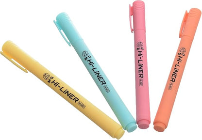 M&G Chenguang Set of 4 Hi-liner Pastel Highlighter Set, Soft Marking, Chisel Tip, Non-Toxic Ink - No:AHMU9776