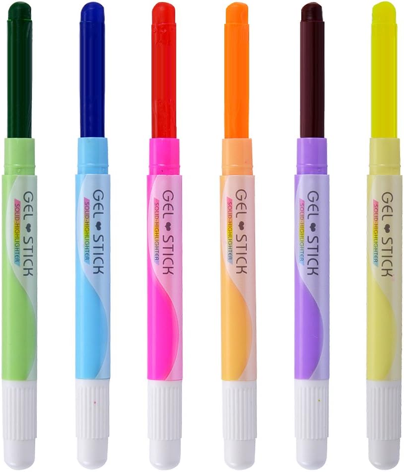 Chosch Solid Highlighter Stick Cute Cool Novelty 6 pieces Gel Stick Highlighter Set - No:CS-8100