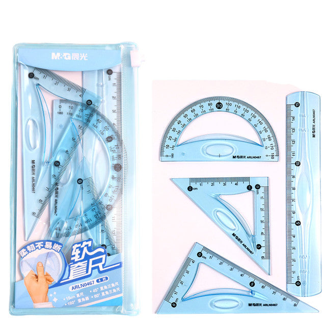 مجموعة مسطرة هندسية ناعمة من إم آند جي تشنغوانغ، ضوء الصباح، 15 سم - رقم المنتج: ARLN0467