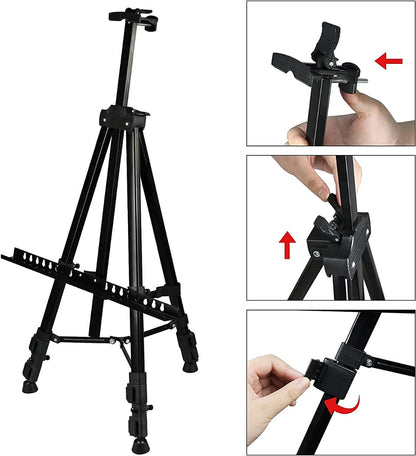 Portable Adjustable Metal Sketch Easel Stand black
