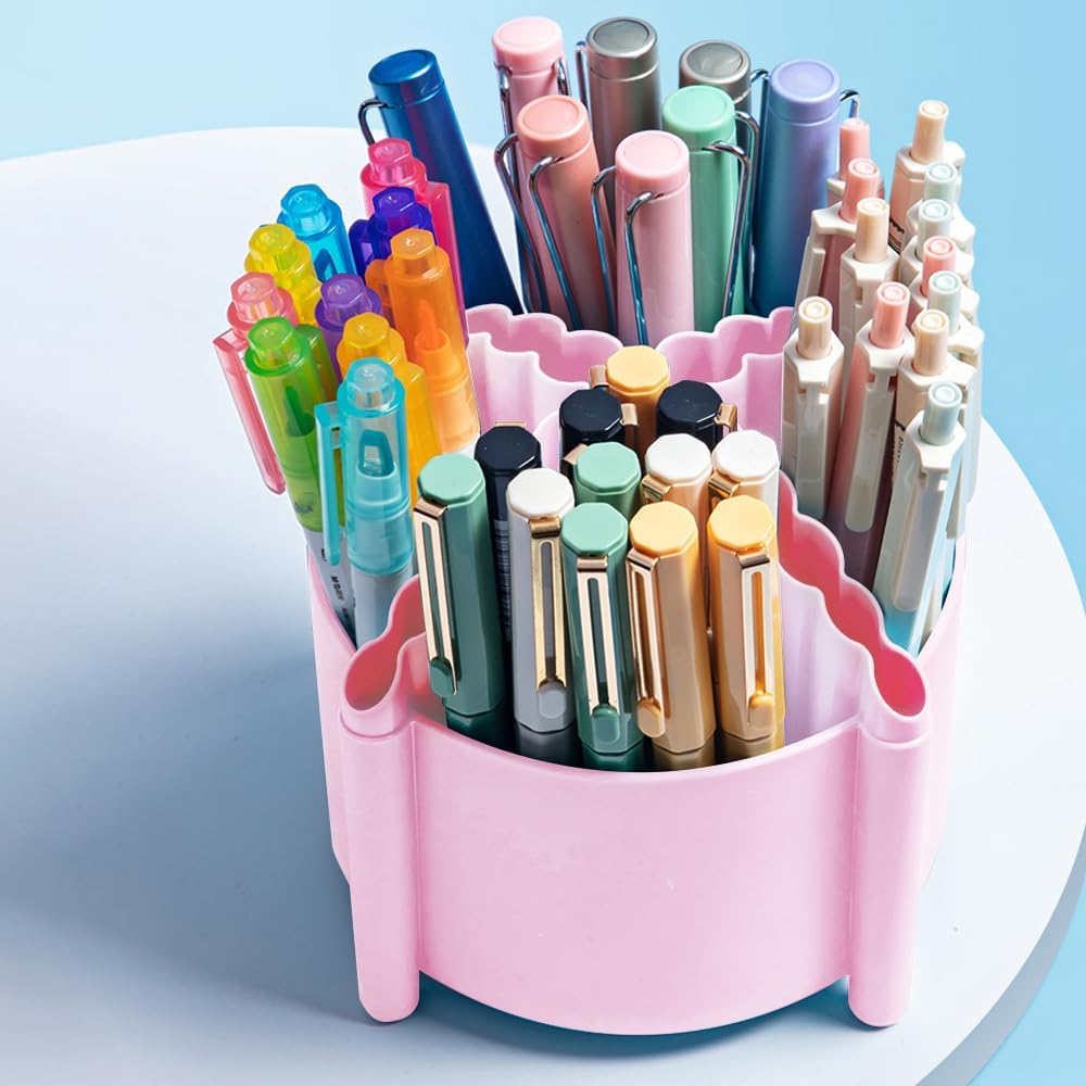 M&G Chenguang 360 Degree Rotating Pen Holder for Desk Organizer, 4 Compartments- No:ABT984F1