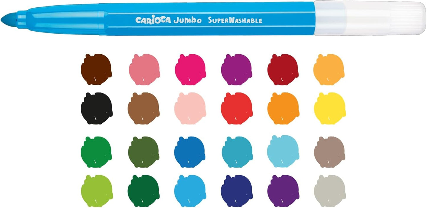 Carioca jumbo 24 colors ogival maxi felt tip pens - No:40570