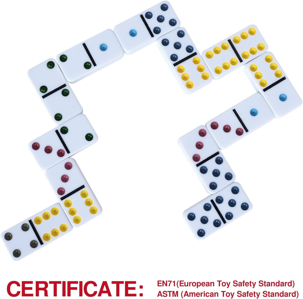 مجموعة دومينو مزدوجة الستة، 28 قطعة دومينو بنقاط ملونة مع علبة معدنية - رقم: 5010T