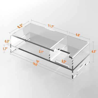 Acrylic Monitor Stand Rise with drawer /desk organizer .