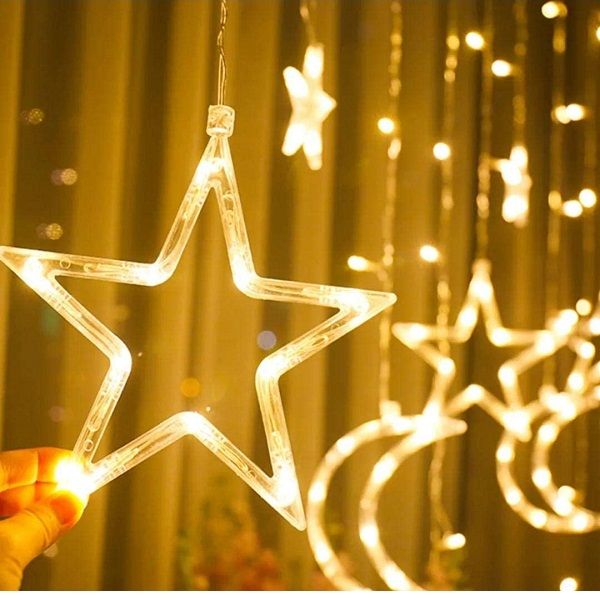 Led String Lights Stars Shaped And Moon Curtain Decorative Lights Holiday Decoration Ramadan Gift