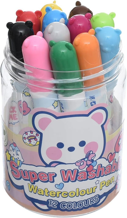 M&G Chenguang Super Washable Watercolour Marker Felt Tip Pens, 12 Vibrant Colors for Bold Drawing - No:ACP901GR