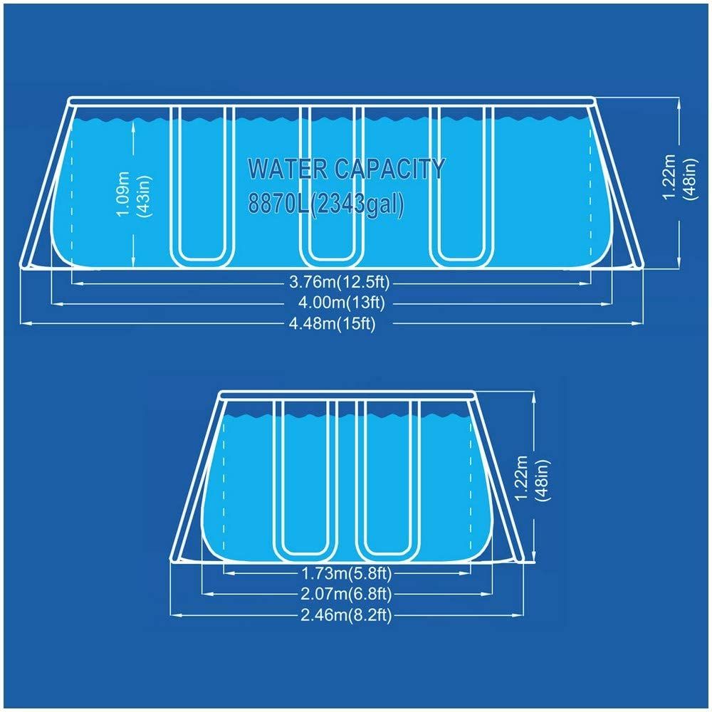إطار خارجي لحمام سباحة مستطيل من جيلونج، 4 أمتار × 2 متر × 1.22 سم، مع مضخة وسلم - رقم المنتج: 17727EU