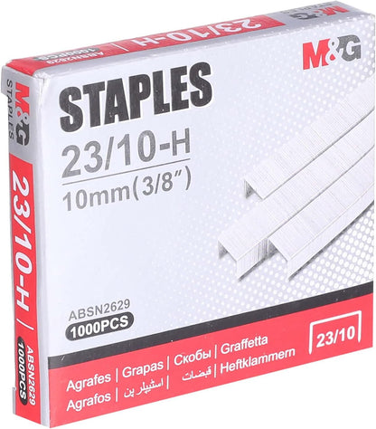 M&G 23/10H Metal Staples, 1000 Pieces - Silver