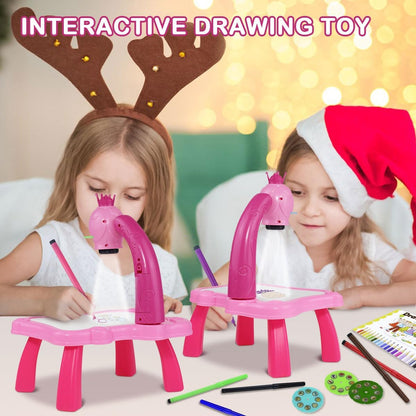 Unicorn Child learning desk with smart projector, kids educational painting