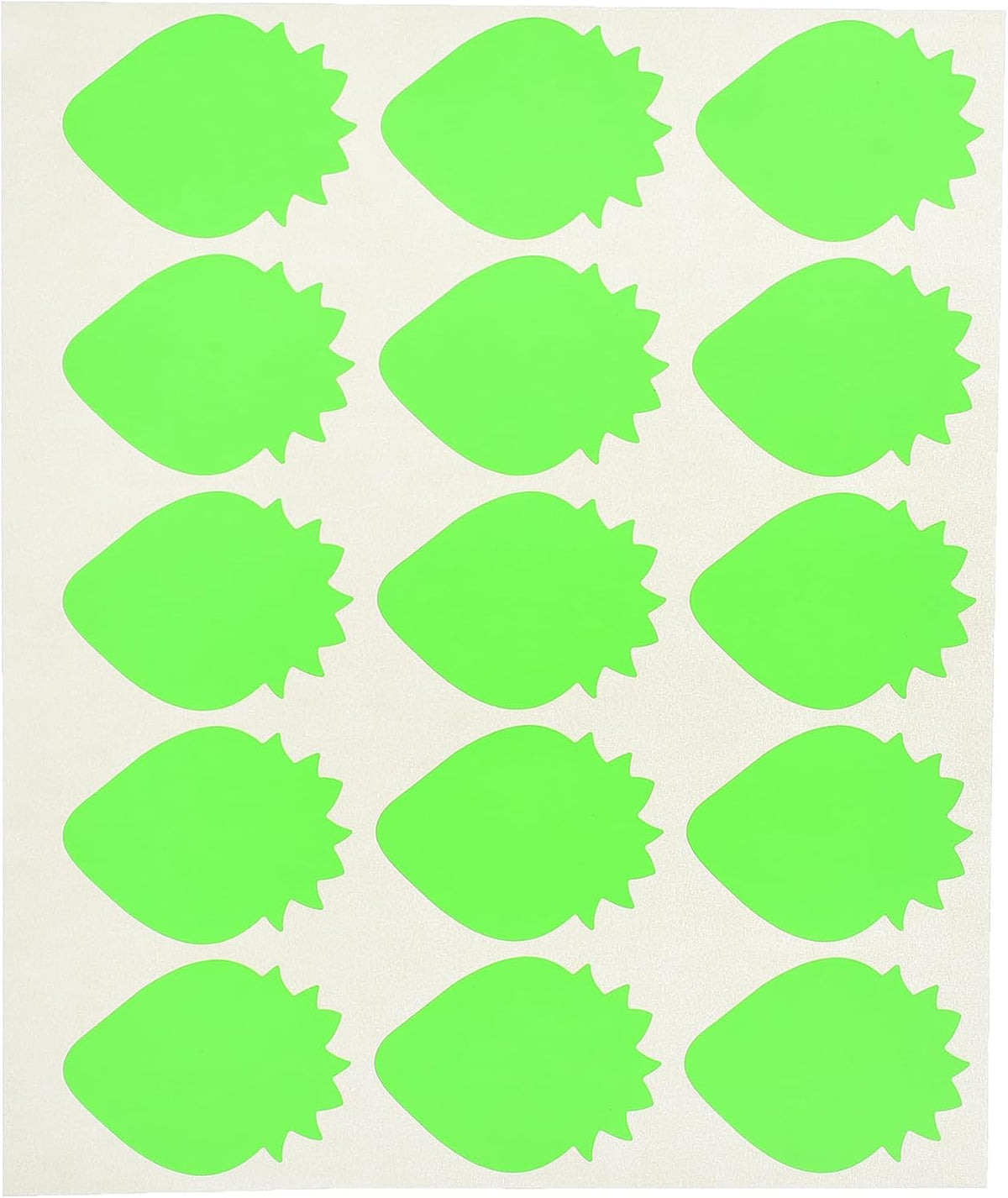El Manar Whimsical Strawberry-Shaped Adhesive Label Sticker, 31x41 mm With Premium Material - 50 labels - Green Fluorescent - No: 0795