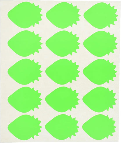 El Manar Whimsical Strawberry-Shaped Adhesive Label Sticker, 31x41 mm With Premium Material - 50 labels - Green Fluorescent - No: 0795