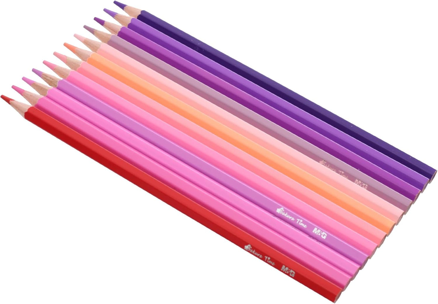 أقلام تلوين باستيل وردية/زرقاء من إم آند جي تشنغوانغ ساكورا تايم - 12 لونًا - رقم المنتج: AWP34208