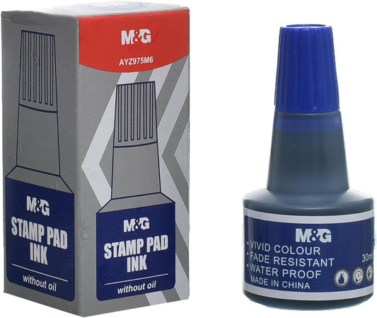 M&G Chenguang Stamping Pad Ink Refill, Blue Ink for Vibrant 30ml - Blue - No:AYZ975M61