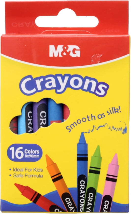 M&G Chenguang Wax Crayons, Kid-Friendly Art Projects, Non-Toxic, 16 Colors - No:AGMX4239
