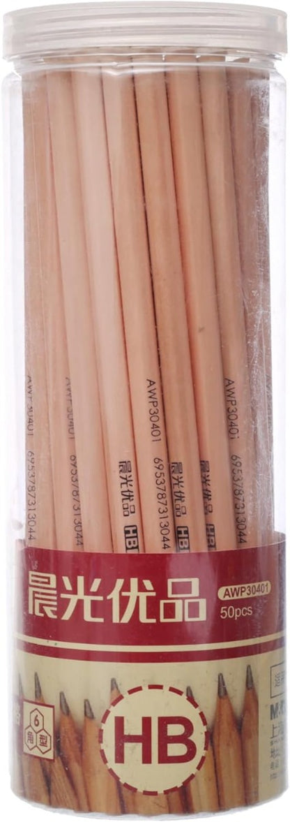 M&G Chenguang Excellent Pencil HB Log Pencil Hexagonal 50 Pieces Barrel - No:AWP30401
