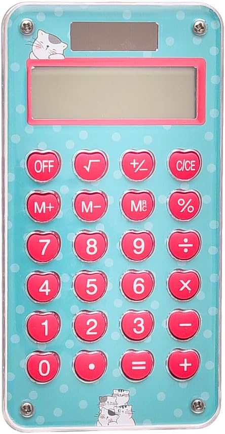 M&G Chenguang So Many Cats 8-Digit Portable Calculator with Puzzle Maze on Back – Colorful Desktop Calculator - 1pcs - No: ADG981B9