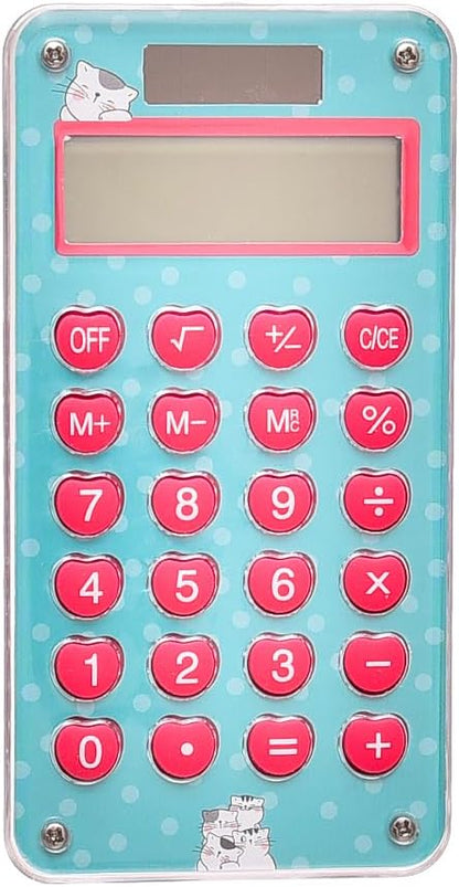 M&G Chenguang So Many Cats 8-Digit Portable Calculator with Puzzle Maze on Back – Colorful Desktop Calculator - 1pcs - No: ADG981B9