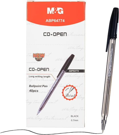 M&G Chenguang CO-OPEN Ballpoint Pen 0.7mm – Capped Fine Point Writing Pen – Black, Blue, Red or Green Ink – 1 pcs - No: ABP64774