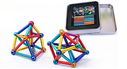 Magnetic Building Blocks Set | 36 PCS Colorful Magnet Sticks + 27 PCS Metal Balls | STEM Educational Construction Toy for Kids & Adults