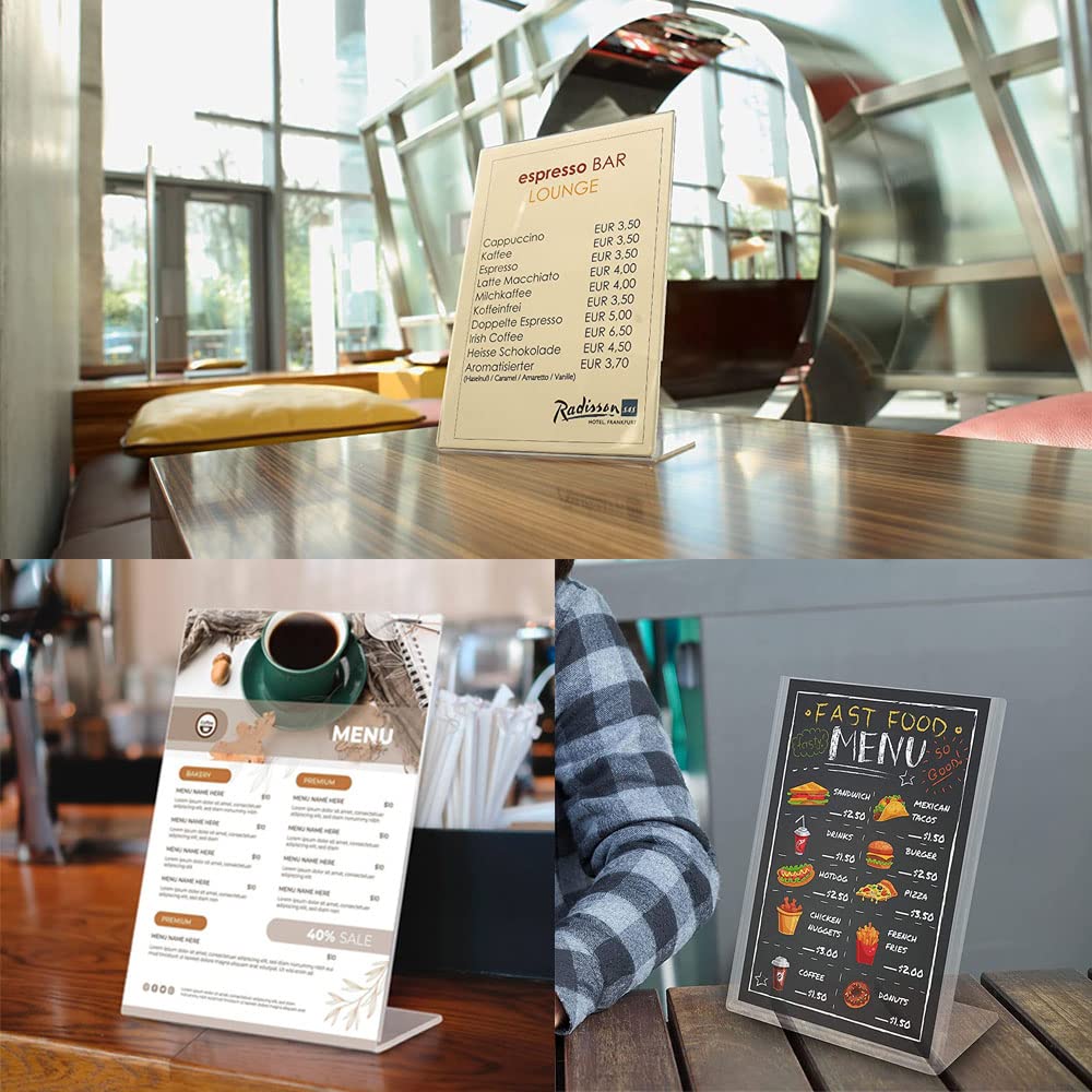 KEJEA Acrylic Sign Holder, Acrylic Poster, A5 L Shape, Display Poster Stand, Sign Holder, Clear Acrylic Counter Poster Sign Display