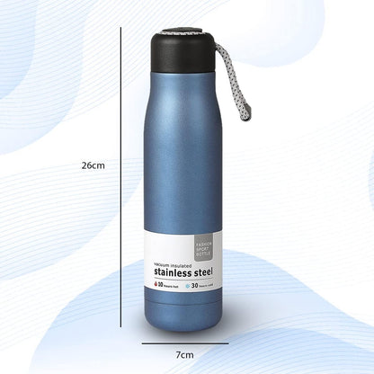 500ml Stainless Steel Vacuum Insulated Water Bottle with Carry Rope – Double Wall Thermal Flask | Hot & Cold Bottle