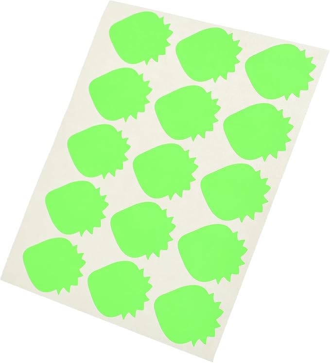 El Manar Whimsical Strawberry-Shaped Adhesive Label Sticker, 31x41 mm With Premium Material - 50 labels - Green Fluorescent - No: 0795