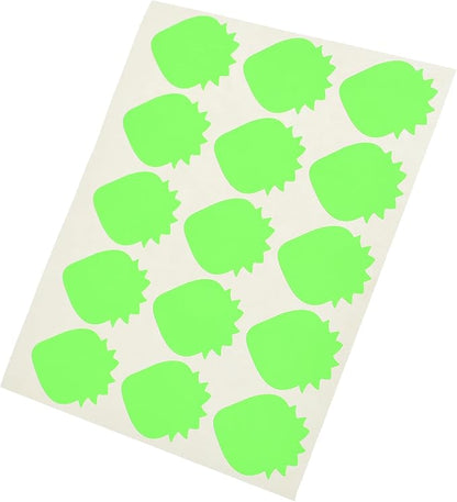 El Manar Whimsical Strawberry-Shaped Adhesive Label Sticker, 31x41 mm With Premium Material - 50 labels - Green Fluorescent - No: 0795