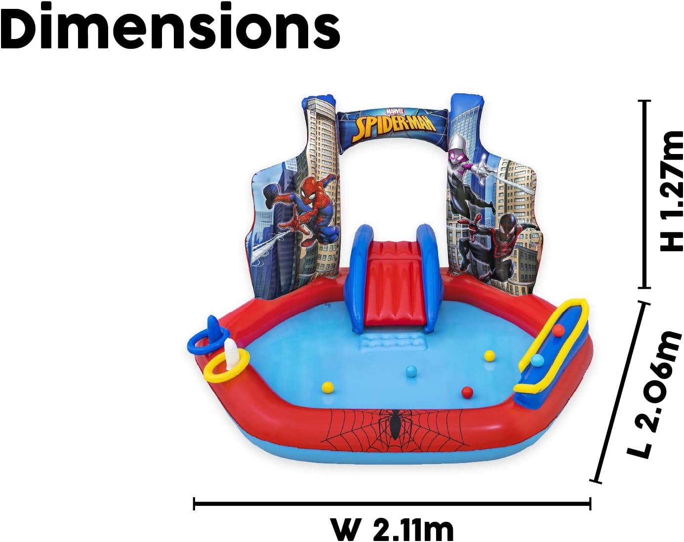 Bestway Spider-man splash pad - outdoor kids Inflatable Playground 211 x 206 x 127 cm paddling pool sprinkler - No:98793