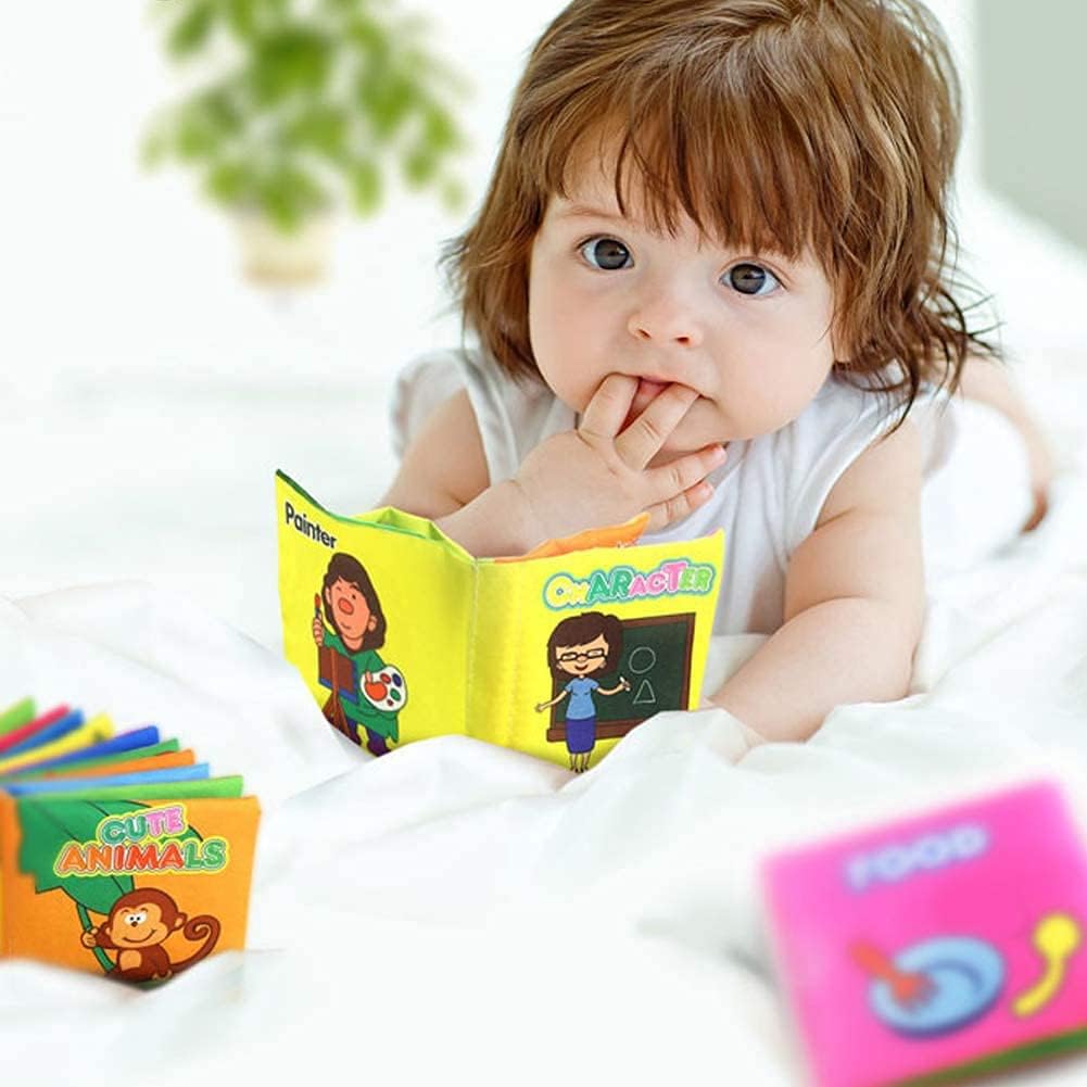 مجموعة من 6 كتب قماشية ناعمة غير سامة للأطفال على شكل دب - تصدر صوت صرير 