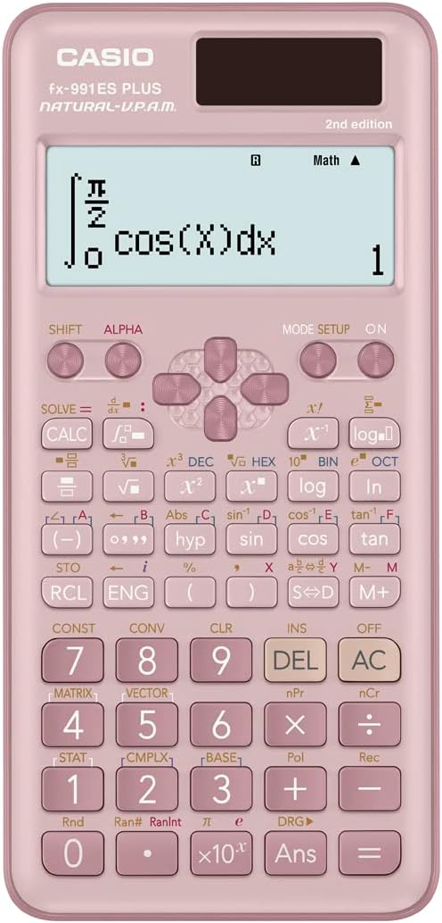 Casio Scientific Calculators Non Programmable 10 2 Digis 417 Functions Pink Color - No: FX-991 ES PLUS
