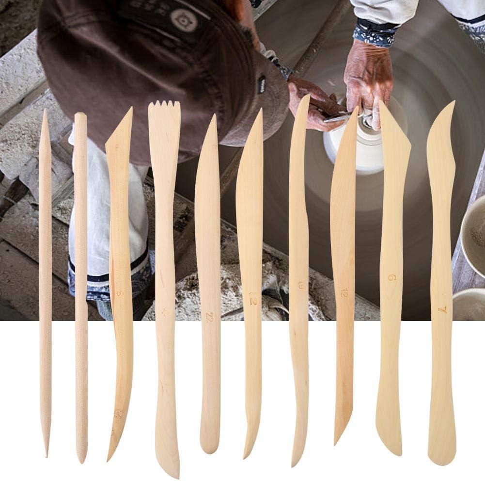 أدوات نحت وتشكيل الطين الخشبية - 10 قطع