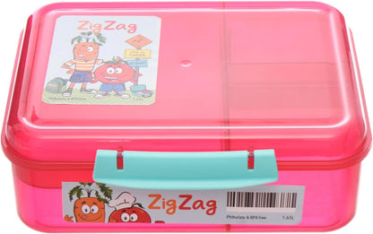 Zigzag Plastic ZigZag Lunch Box, 1.65 Liter Capacity - Fushia - No:0072