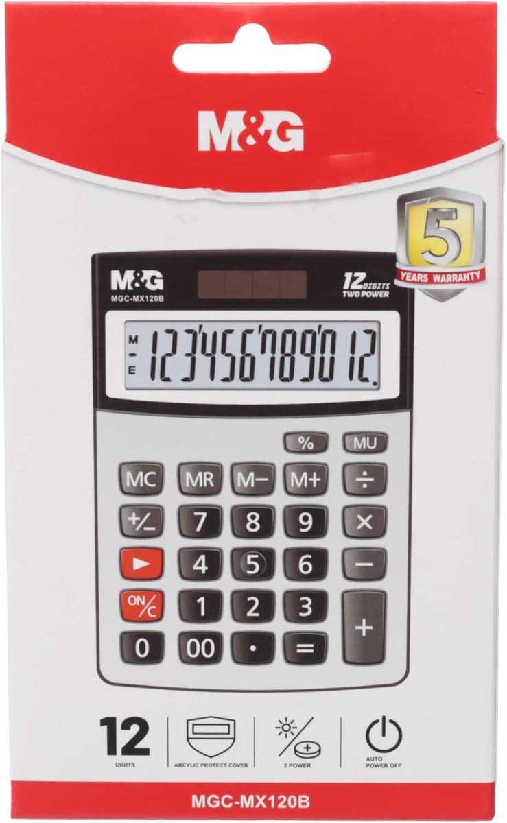 Chenguang Desktop Calculator, Reliable Office Calculations, Large Display, Solar & Battery Powered 12 Digits - No:ADG981J3