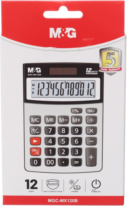Chenguang Desktop Calculator, Reliable Office Calculations, Large Display, Solar & Battery Powered 12 Digits - No:ADG981J3
