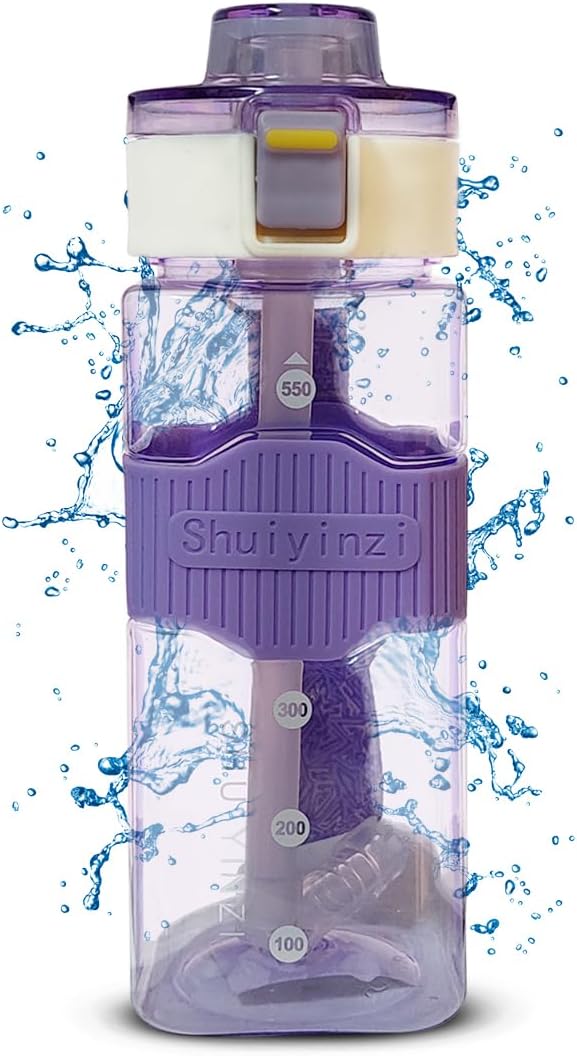 Water Bottle Leak-Proof Sport with Straw, Portable Fashion Outdoor - 500ml