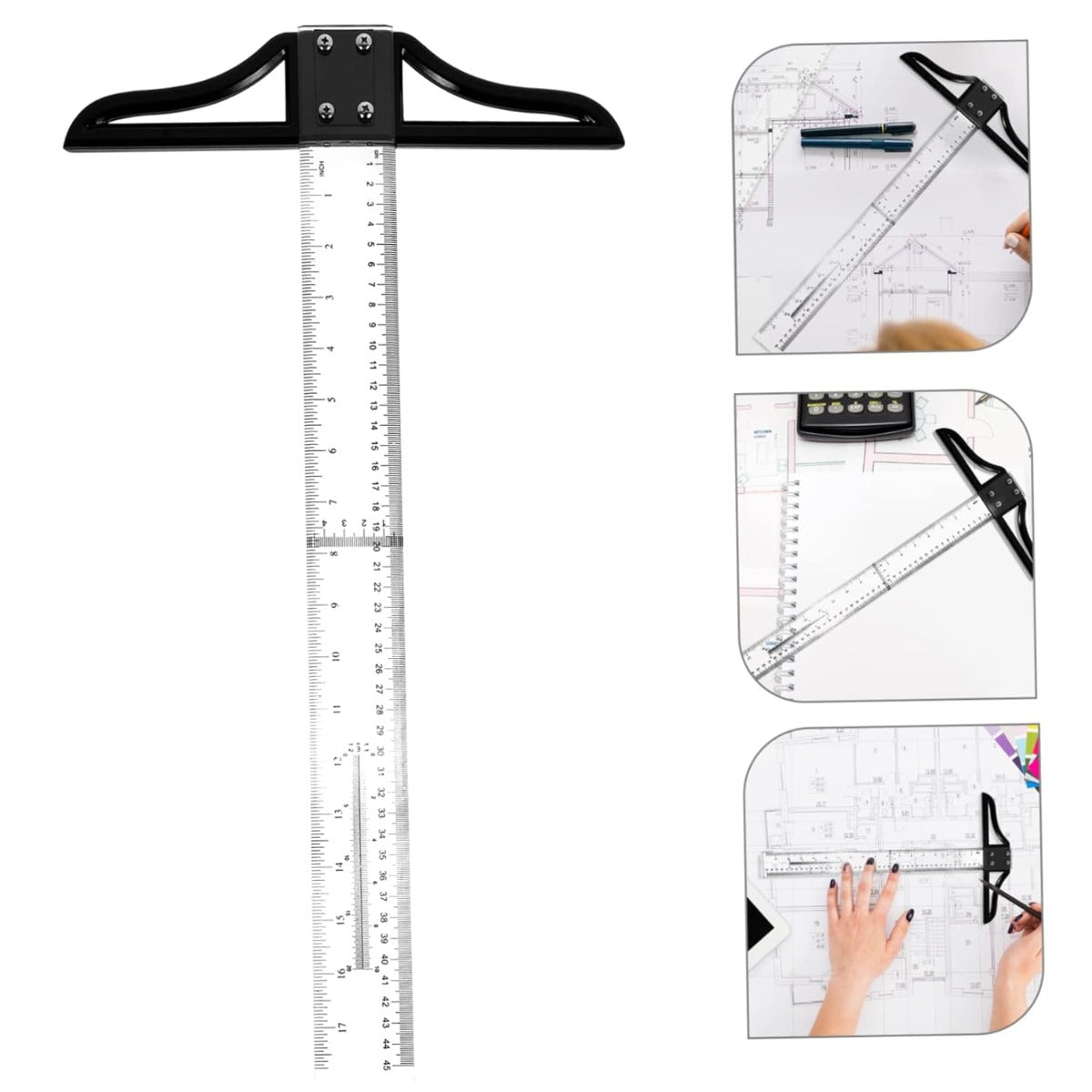 K-max Design Ruler Clear T Rulers Graduated Ruler Adjustable t Square - 100cm