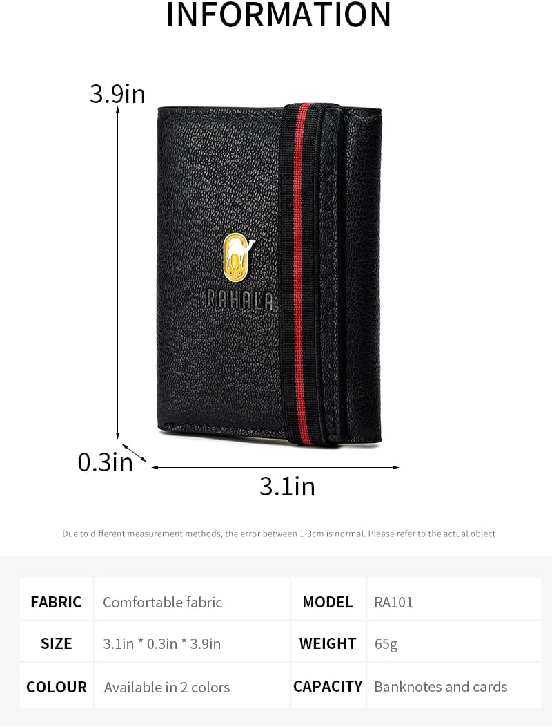 Rahala Premium Men's Leather Trifold Wallet (Black) - No:RA101