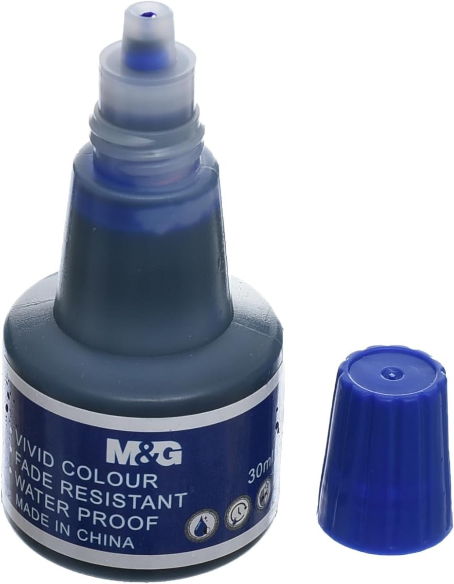 عبوة حبر إعادة تعبئة وسادة ختم M&amp;G Chenguang، حبر أزرق لألوان زاهية 30 مل - أزرق - رقم المنتج: AYZ975M61