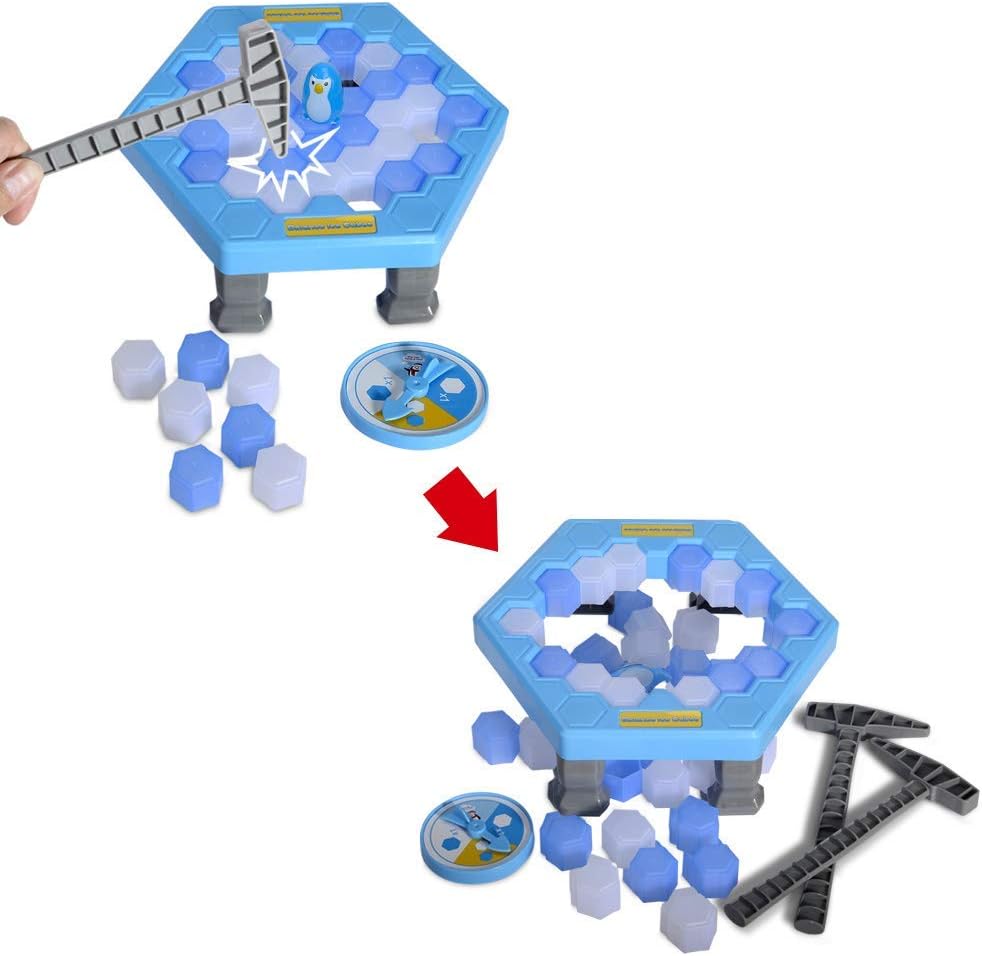 لعبة طاولة قصيرة ومضحكة لإنقاذ البطريق المحاصر، مع كسر الجليد. 