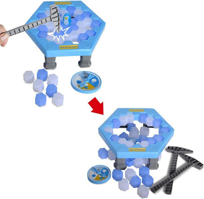 لعبة طاولة قصيرة ومضحكة لإنقاذ البطريق المحاصر، مع كسر الجليد. 