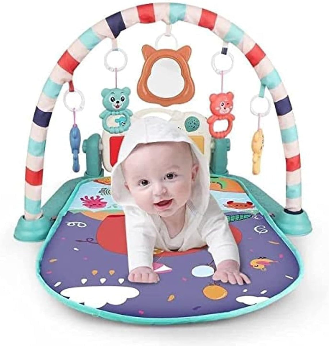 Baby Play Mat, Fun Piano Tummy Time Activity with 5 Educational Sensory Toys - No:8006