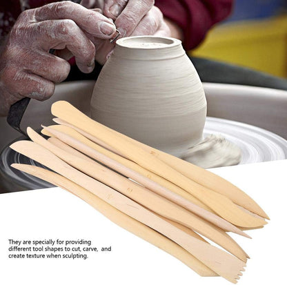 أدوات نحت وتشكيل الطين الخشبية - 10 قطع