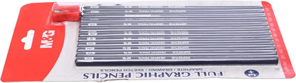 M&G Chenguang Set of black graphite pencils with a sharpener 12pcs - No:AWP357H5
